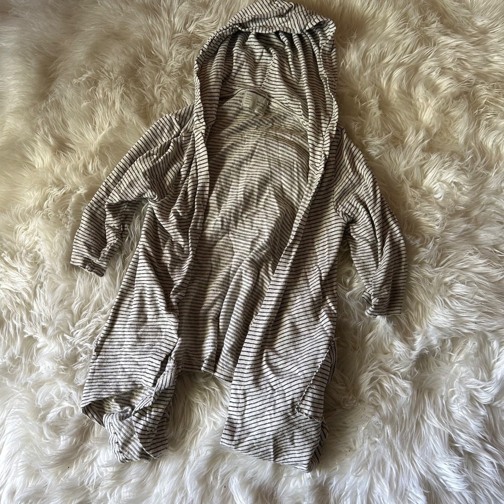 Saturday Sunday Anthropologie Stripe Hood‎ Cardigan Open Front Sweater Medium
